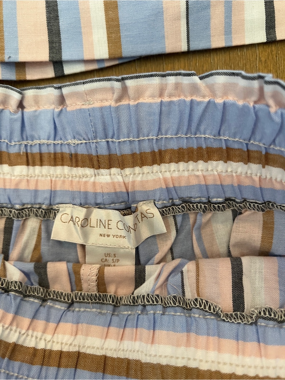 NWT  ✧💎Caroline Constas💎✧  Blue Pink Brown White Stripe Top Shorts Set Size S - Picture 5 of 6
